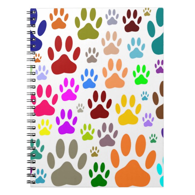 Dog Paw Prints All Over Notebook (Front)