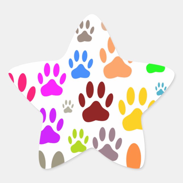 Dog Paw Prints All Over Star Sticker (Front)