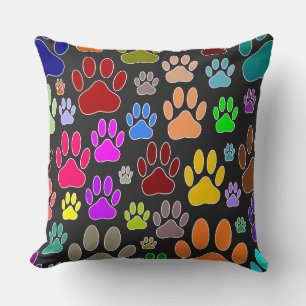 Dog Paw Prints All Over Throw Pillow