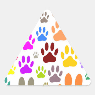 Dog Paw Prints All Over Triangle Sticker