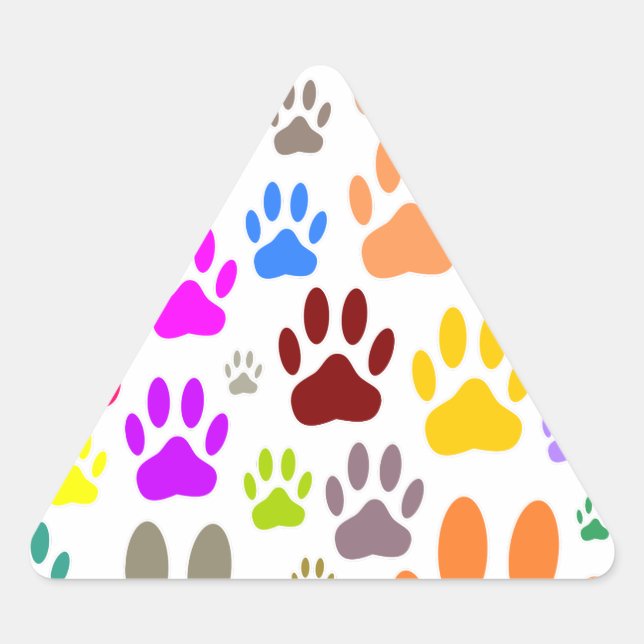 Dog Paw Prints All Over Triangle Sticker (Front)