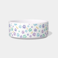 Dog Paw Prints and Bones Pastel Colours