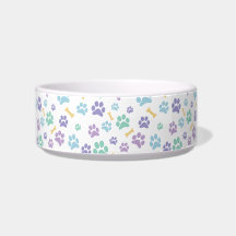 Dog Paw Prints and Bones Pastel Colours