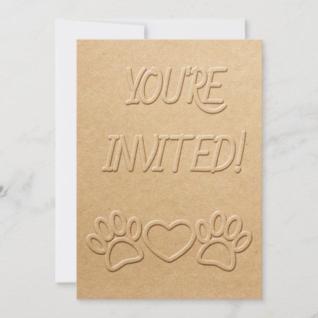 Dog Paw Prints And Heart Faux Embossed Paper (Front)