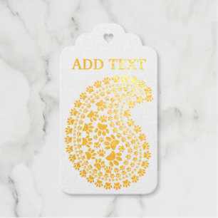 Dog Paw Prints And Hearts Paisley Pattern Gift Tags
