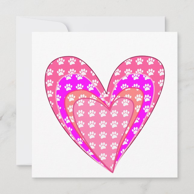 Dog Paw Prints And Pink Hearts (Front)