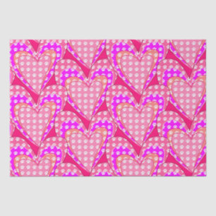 Dog Paw Prints And Pink Hearts Pattern Tissue Paper