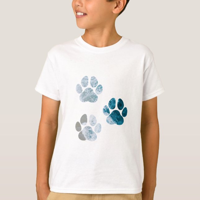 Dog Paw Prints - Beach Waves and Sand T-Shirt (Front)