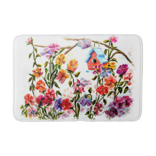 DOG PAW PRINTS BIRD HOUSE BATH MAT