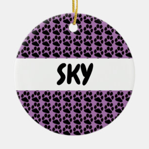 Dog Paw Prints Ceramic Ornament