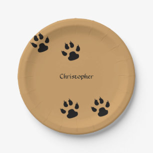 Dog Paw Prints (change background) Paper Plate