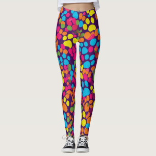 Dog paw prints colourful leggings