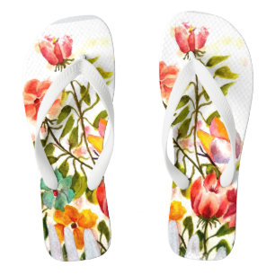 DOG PAW PRINTS FLOWER GARDEN FENCE FLIP FLOPS