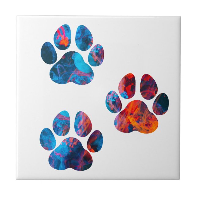 Dog Paw Prints - Ink in Water Tile (Front)