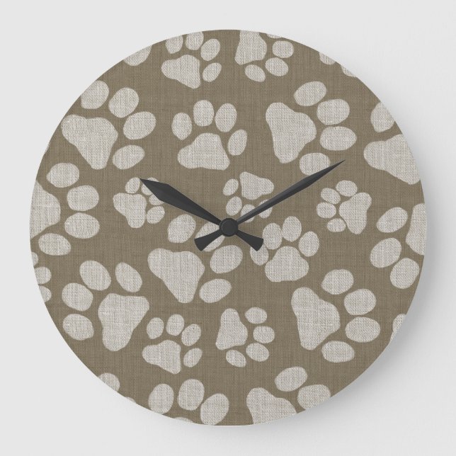 Dog Paw Prints Large Clock (Front)