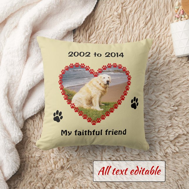 Dog paw prints memorial your photo pillow (Creator Uploaded)