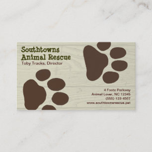 Dog Paw Prints on Wood Style Background Business Card