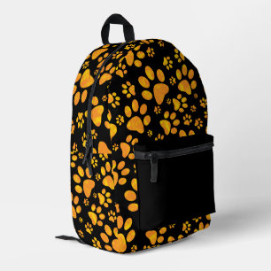 Dog Paw Prints Orange Printed Backpack
