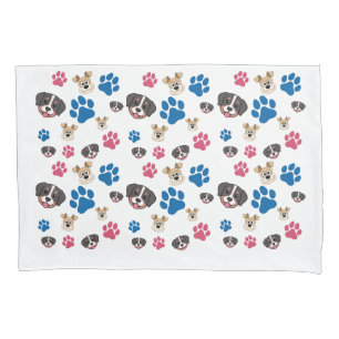 Dog Paw Prints Pair of Pillowcase Standard Size