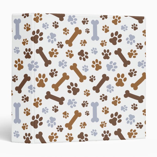 Dog Paw Prints Pattern Binder (Front/Spine)