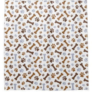 Dog Paw Prints Pattern Shower Curtain