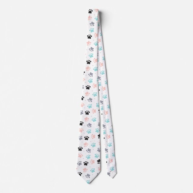Dog paw prints pattern tie (Front)