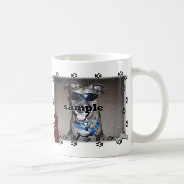 Dog Paw Prints Photo Frame Coffee Mug (Right)