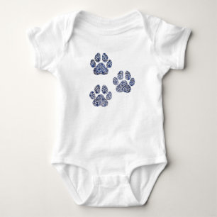 Dog Paw Prints - Portuguese Tiles Baby Bodysuit