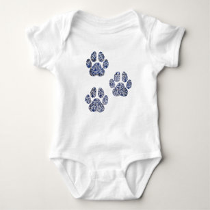 Dog Paw Prints - Portuguese Tiles Baby Bodysuit