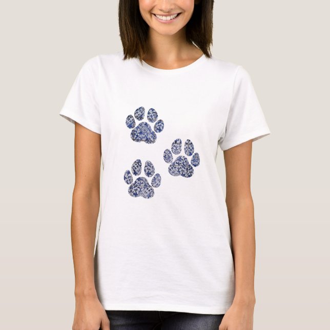 Dog Paw Prints - Portuguese Tiles T-Shirt (Front)
