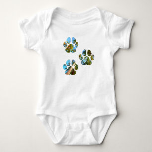 Dog Paw Prints - Tropical Palm Trees Baby Bodysuit