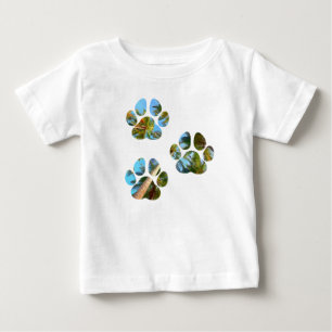 Dog Paw Prints - Tropical Palm Trees Baby T-Shirt