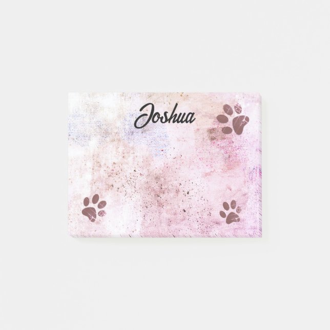 dog paw prints watercolor design personalized  post-it notes (Front)