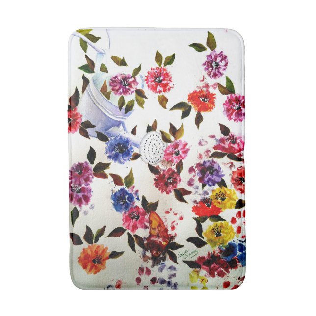 DOG PAW PRINTS WATERING CAN BATH MAT (Front Vertical)