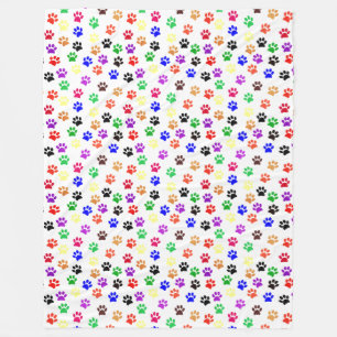 Dog Paw Prints With Basic Colours Cute  Fleece Blanket