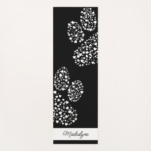 Dog paw prints with hearts Personalized Black Yoga Mat