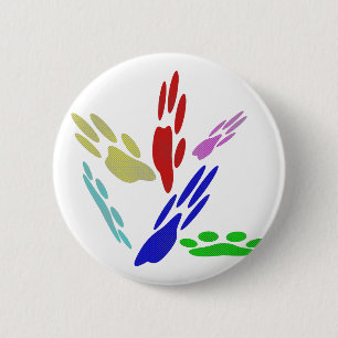 Dog Paw Prints With Polka Dots 2 Inch Round Button