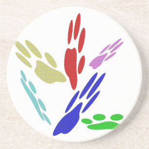 Dog Paw Prints With Polka Dots Coaster