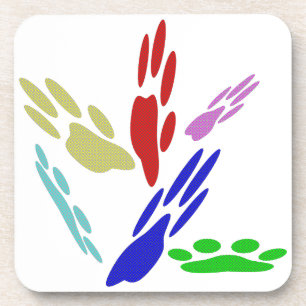 Dog Paw Prints With Polka Dots Coaster