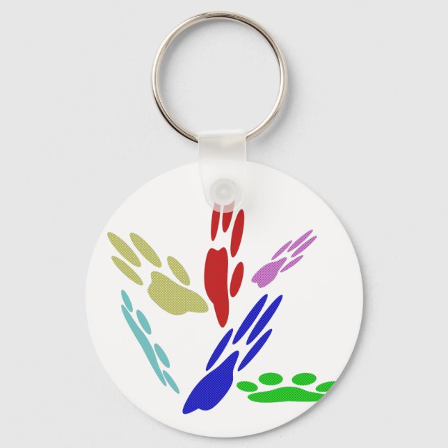 Dog Paw Prints With Polka Dots Keychain (Front)