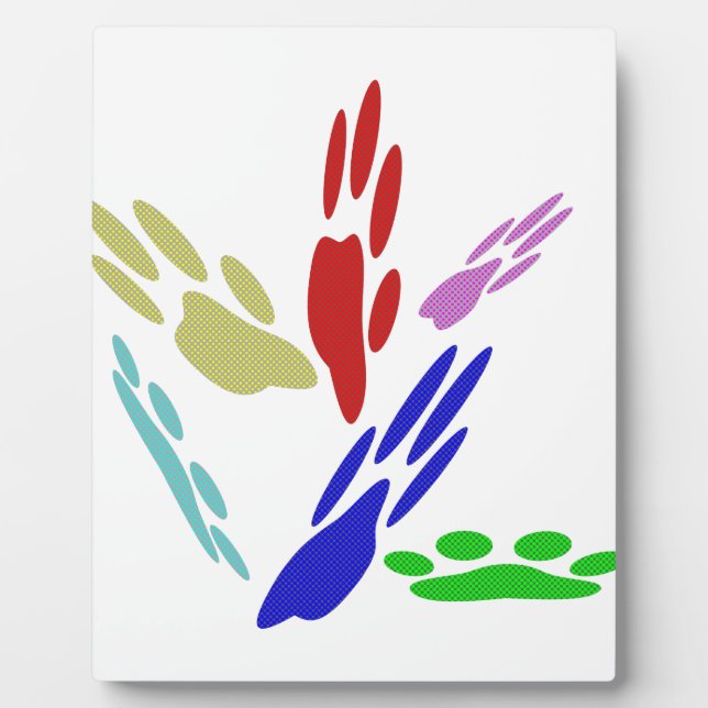 Dog Paw Prints With Polka Dots Plaque (Front)