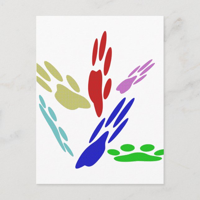 Dog Paw Prints With Polka Dots Postcard (Front)