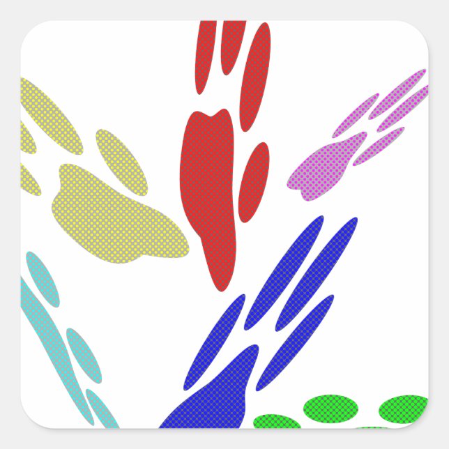 Dog Paw Prints With Polka Dots Square Sticker (Front)