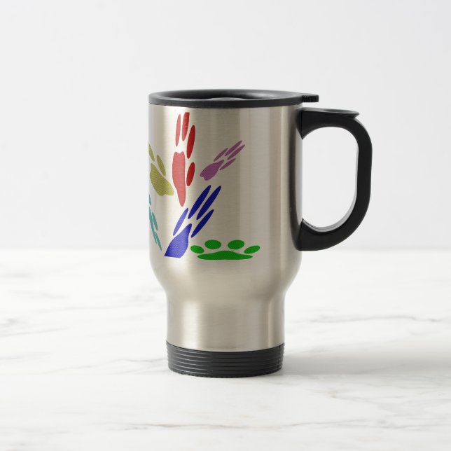 Dog Paw Prints With Polka Dots Travel Mug (Right)