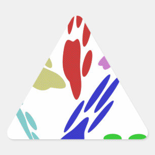 Dog Paw Prints With Polka Dots Triangle Sticker