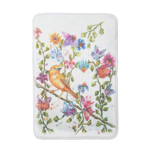 DOG PAW PRINTS YELLOW BIRD BATH MAT