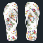 DOG PAW PRINTS YELLOW BIRD FLIP FLOPS<br><div class="desc">DOG PAW PRINTS – colourful delicate flowers and butterflies painted using my dog’s paws dipped in non-toxic watercolor paints – share your love of dogs with family and friends, young and old, on any occasion, any celebration, any holiday. Make your personal Gift Giving with style and love. Be as original...</div>