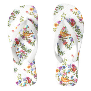DOG PAW PRINTS YELLOW BIRD FLIP FLOPS