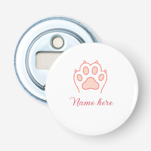 Dog paw red heart pet add name text animal paw bottle opener