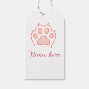 Dog paw red heart pet add name text animal paw gift tags